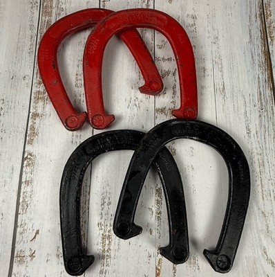 Forged Steel Horseshoe Yard Game Set 4 Black/Red Royal St. Pierre Worcester MA.