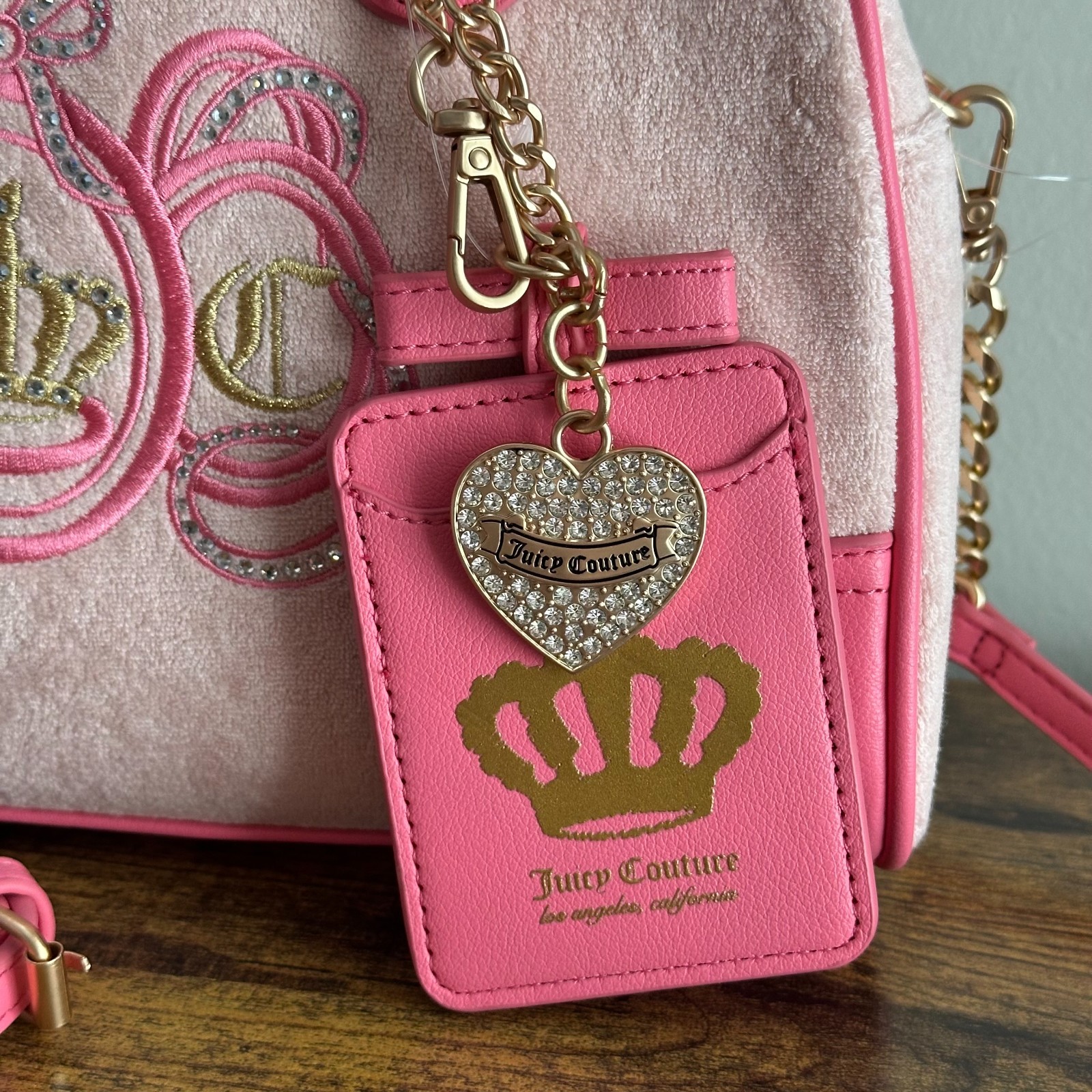 New Juicy Couture Lovers Club Pink Diamond Satchel Crossbody Hand Bag Viral image 2