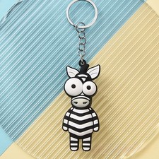 Boys Girls PVC Animal Keychain Keyring Zebra Pendant Car Hanging Key Chain 10