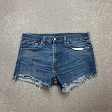 Levis Denim Shorts Womens W34 Blue Jorts Mom Red Tab Y2K Dark Wash USA Lady 