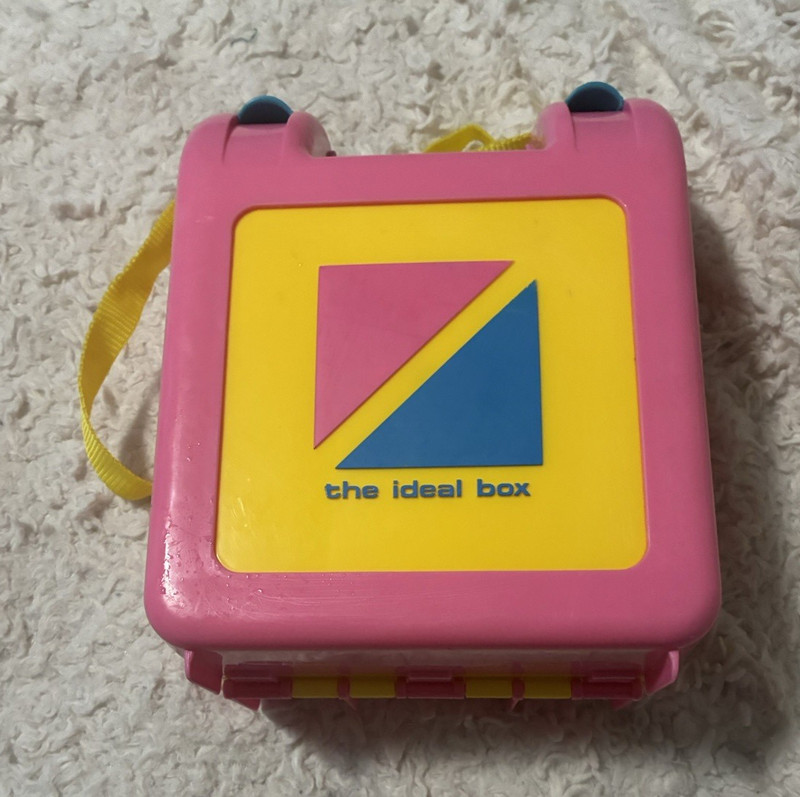 Pink & Yellow Plastic Carry Case Box w/ Strap & Latches, “the ideal box”
