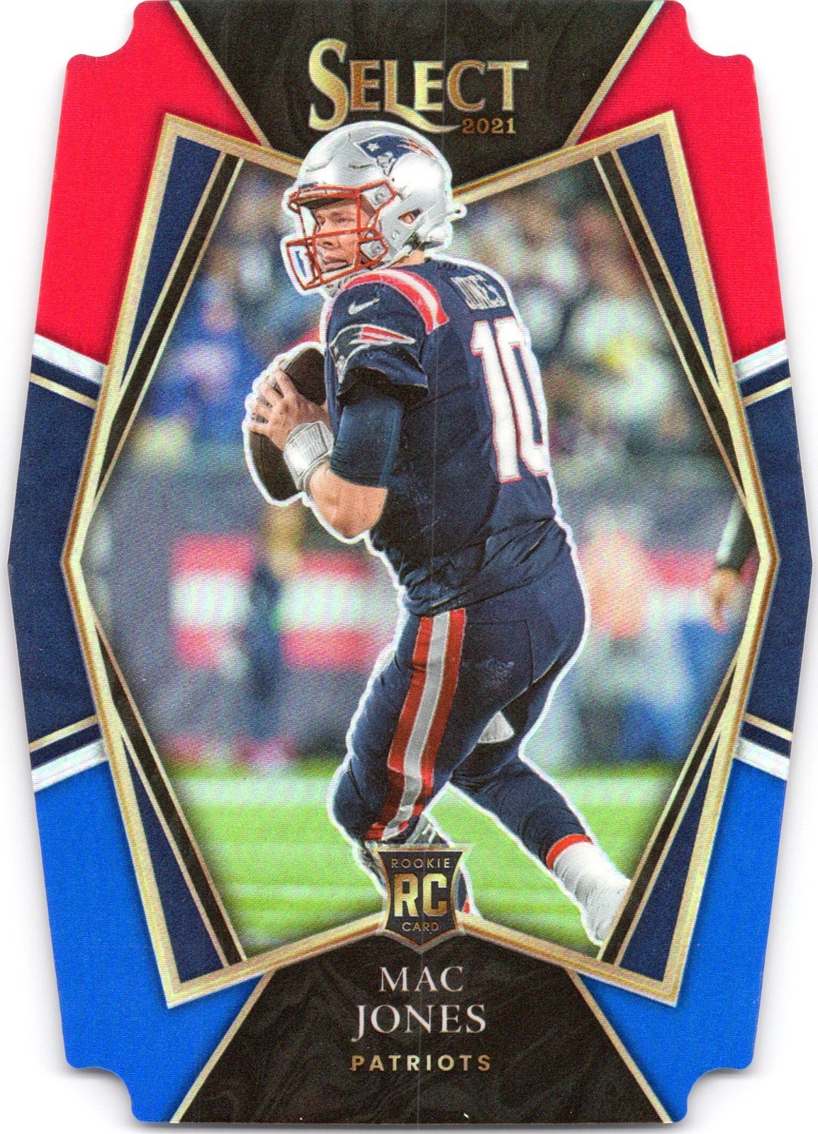 2021 Panini Select - Premier Level Mac Jones #151 Red & Blue Prizm Die-Cut (RC)