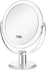 Vanity Makeup Mirror with Stand, 1X/15X Magnification Double Sided 360 Degree Sw