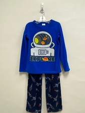 Lands End SIZE 12 Blue Navy/White Fleece Boy's Pajamas