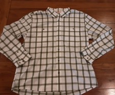 Orvis Men's Long Sleeve XL Active Fit White W/Green Plaid Shirt Unworn