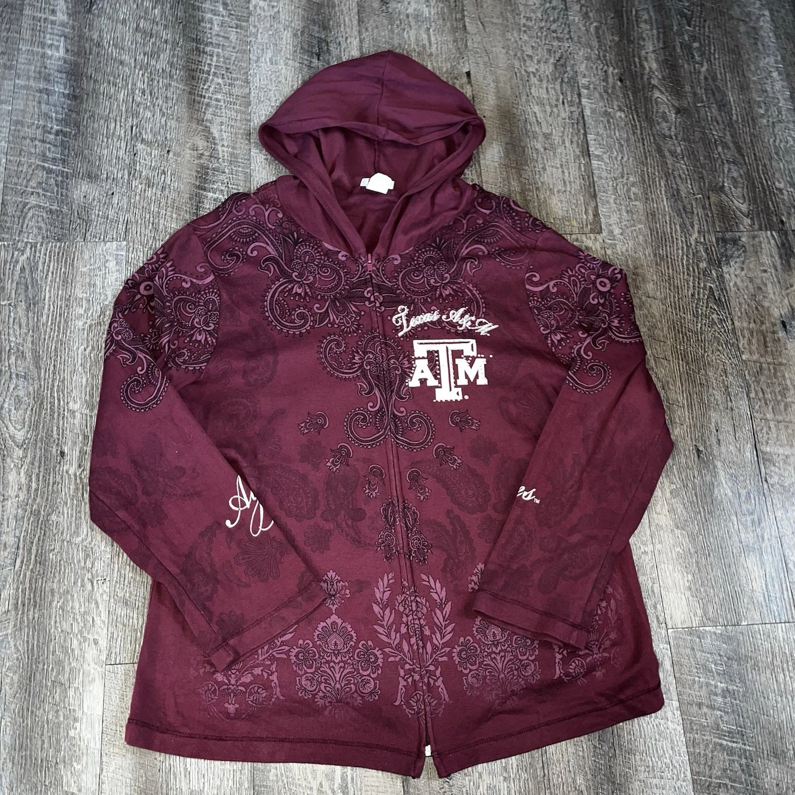 Studio Gem Texas A&M Aggies Full Graphics Lightweight Zip Up Hoodie Women XXL