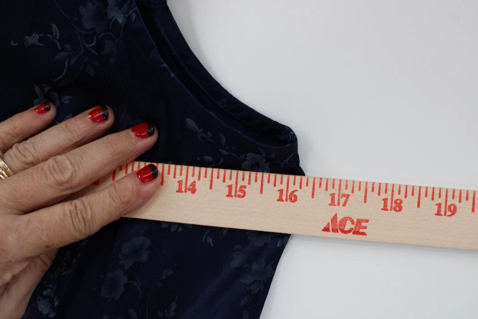 Vintage IZ California Dress Womens 7 Navy Blue Floral Slip Midi Made USA 90s - Image 2 of 4