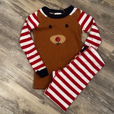 Hanna Andersson REINDEER Pajama Set Size 120 cm 6/7 Striped 100 Organic Cotton