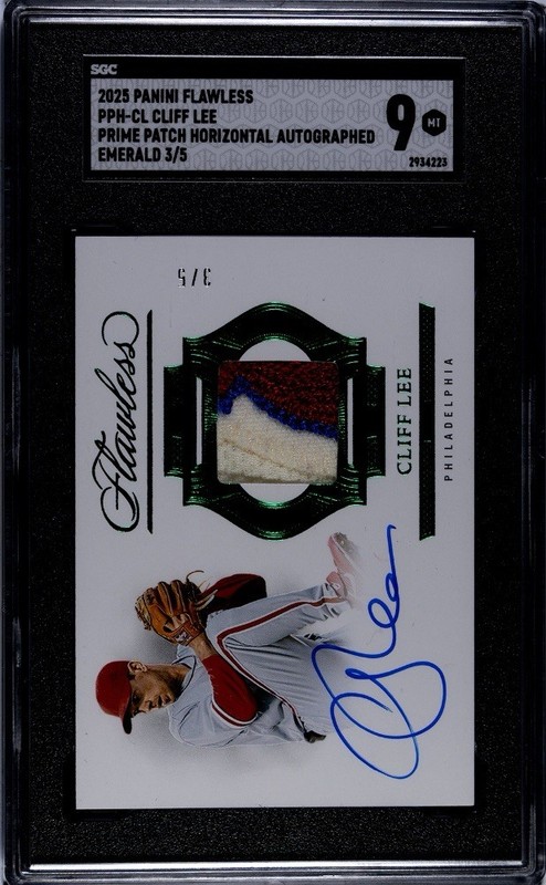 2025 Panini Flawless Cliff Lee Patch Auto #PPH-CL Emerald POP 5 (AU/MEM) SGC 9