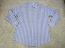 Brooks Brothers Regent Button Up Shirt Mens 16.5 Supima Striped Blue Non Iron