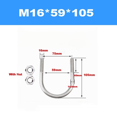 304 SS U-Screw / U-Bolt / U-Clamp / Pipe Clamp Fixing Clip M6M8M10M12M16 - Picture 90 of 97