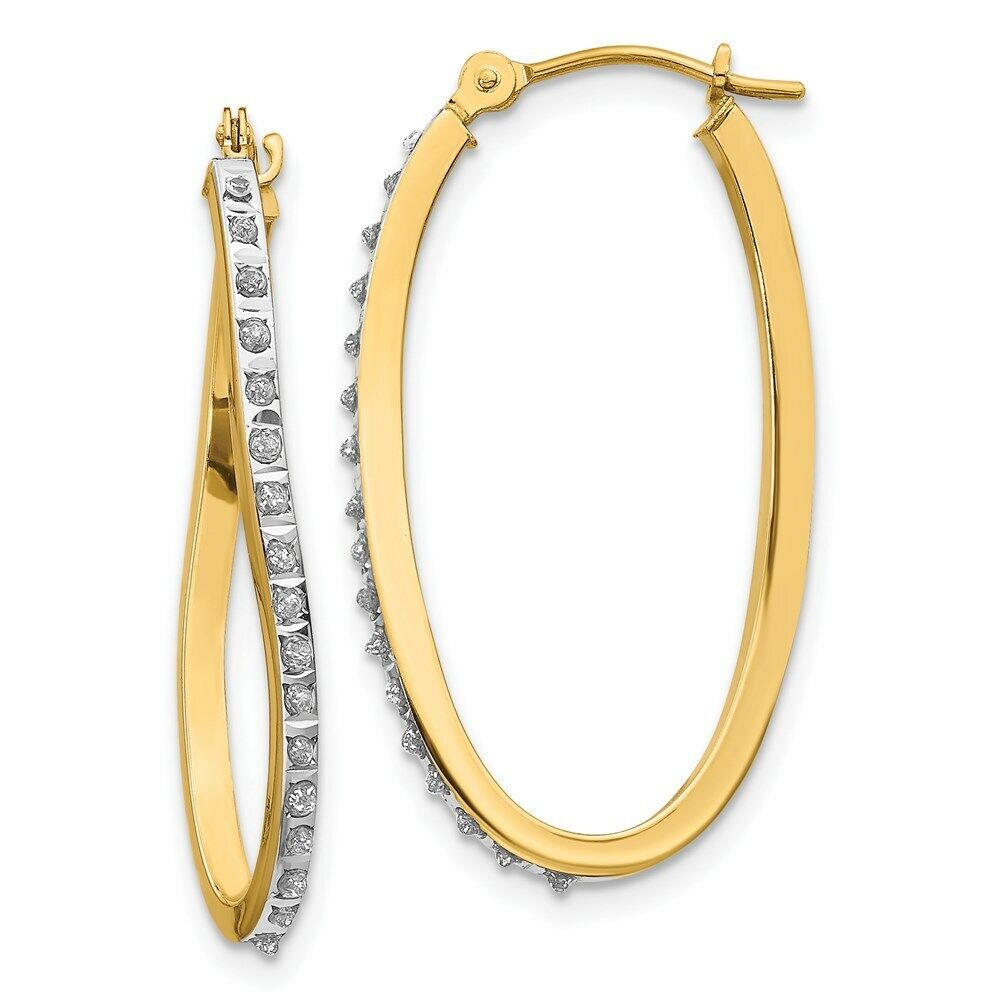 14k White Gold Diamond Fascination Twist Hinged Hoop Earrings 14k White Gold Diamond Fascination Twist Hinged Hoop Earrings