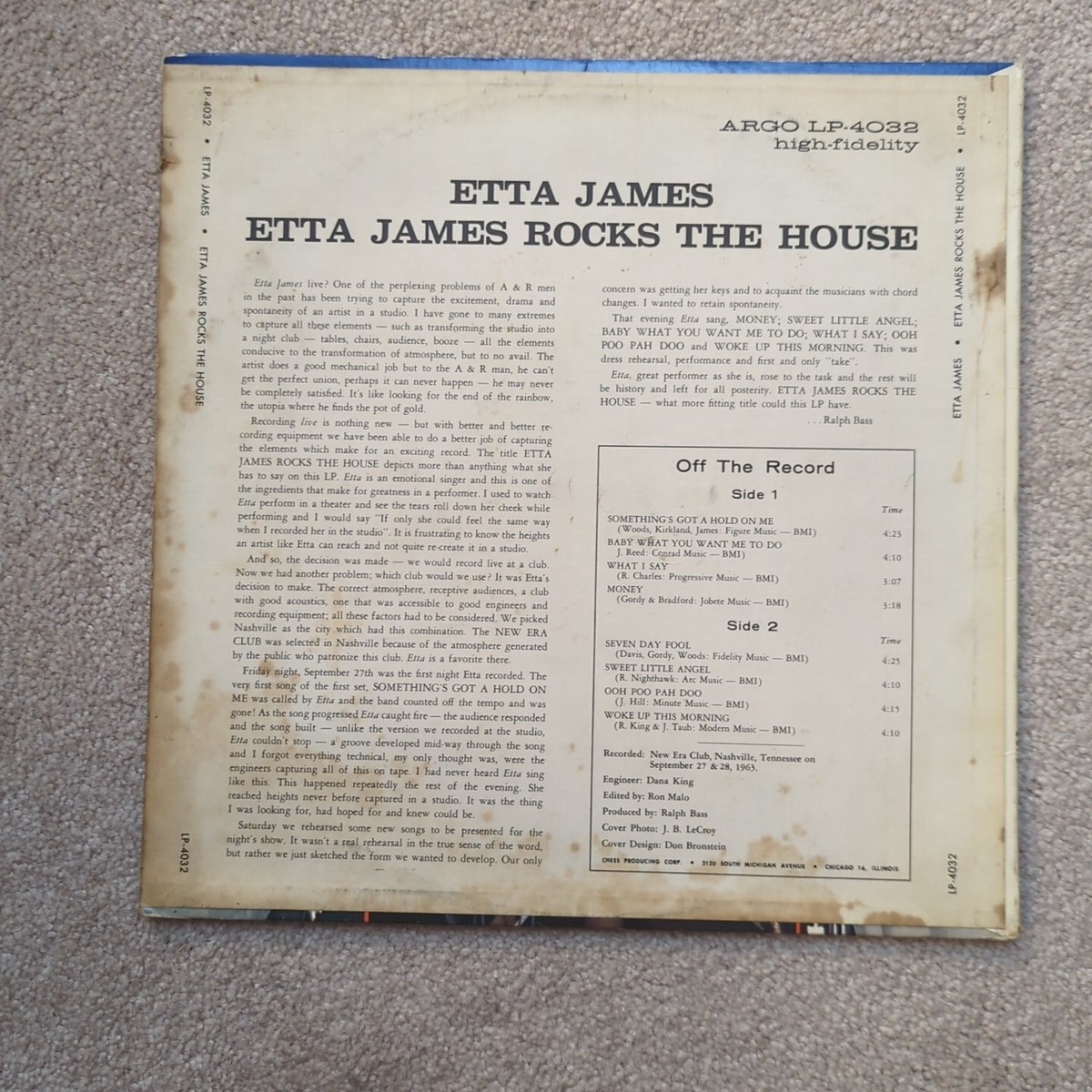 Etta James Rocks The House Vinyl. 1964 Stereo. ARGO 4032 LPS-4033