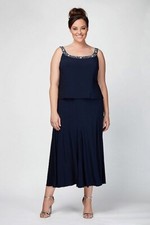 Alex Evenings 165459 Women's Matte Jersey Plus Size Dress with Beading Sz. 14W