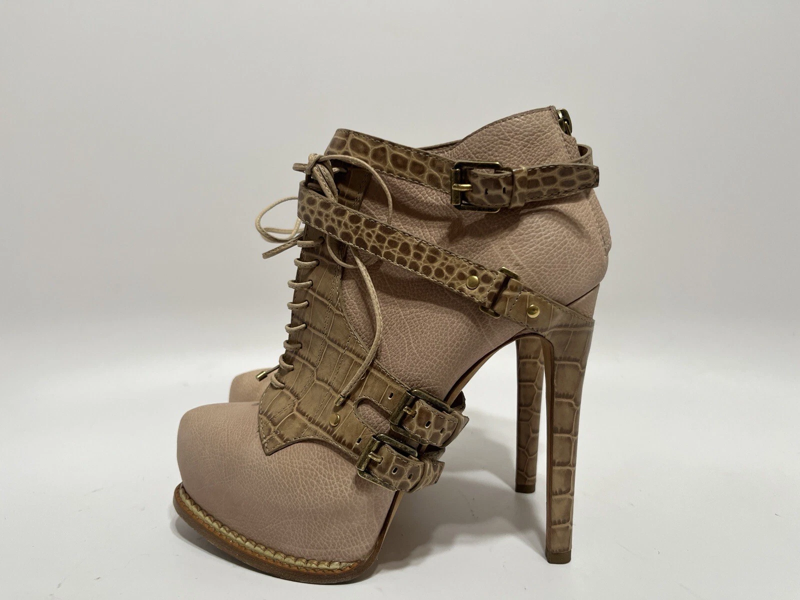 BOTTES VINTAGE CHRISTIAN DIOR BY JOHN GALLIANO AW2011 CROC GAUFRÉES 38