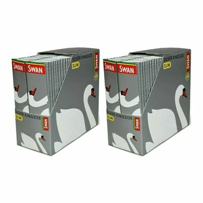 Swan Silver King Size Slim Rolling Paper 100 Booklets 2 Full Sealed Box