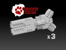 Dual Barrel Beamer Bits (x3)  - compatible w 40k Tau Crisis Suit Fusion blaster