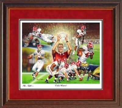ALABAMA FOOTBALL 2013 BCS NATIONAL CHAMPIONSHIP TITLE WAVE FRAMED TEETER PRINT