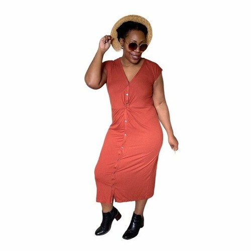 Front Knotted Waist Midi Shirt Dress 