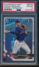 PSA 10 JORDAN GROSHANS 1st 2018 Bowman Chrome Draft REFRACTOR Rookie RC GEM MINT