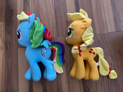 2 MY LITTLE PONY Blue Rainbow Dash + Orange Apple Jack 12  Toy Factory Hasbro