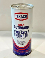 2416E - Vintage Texaco Full Can Seale 50-1 Outboard Two-Cycle Engine Oil Can!