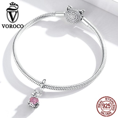 Ciondolo Ciondolo Moda Argento Sterling 925 Zirconia Perline Fai da Te Bracciale Ciondolo Voroco - Foto 96 di 205