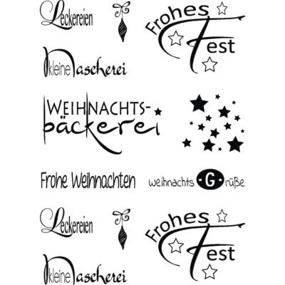 Clear Stamp Weihnachten , 96,5x91x3,2mm, 8 Stück