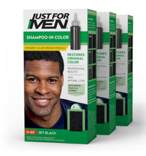 Just For Men Shampoo-In Hair Color, Jet Black H-60, Keratin  Vit E, Pack of 3