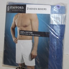 STAFFORD French Blue WOVEN BOXERS Underwear 3 Pk 100 Combed Cotton SIZE 48 NEW