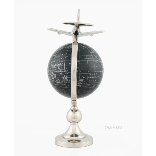 Flugzeug auf Globe mit Messingständer | Handgefertigte Kunststoffkugel mit Aluminiumflugzeug - Bild 3 von 8