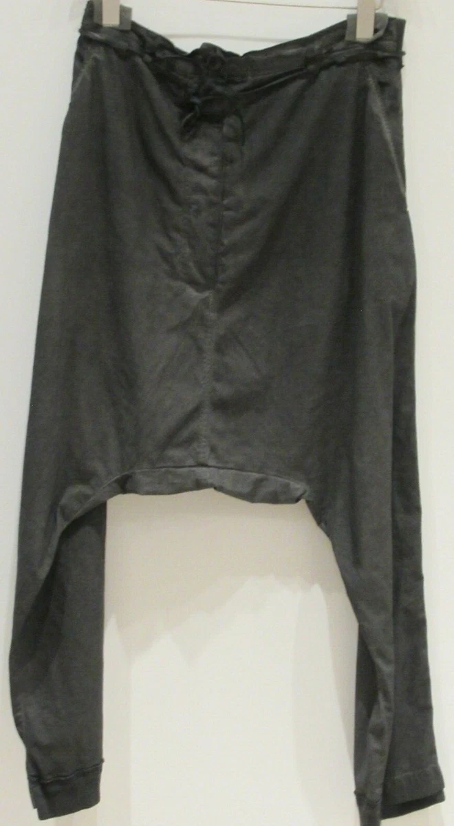 RUNDHOLZ DIP DROP CROTCH PANT LEATHER TIE WAIST DK GREY (ORIGINAL PRICE $560)