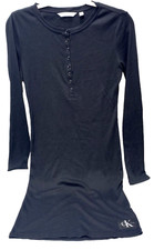 Calvin Klein Black Dress Women’s Small Long Sleeve Henley Summer Casual New
