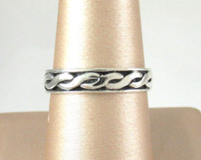 .925 Sterling Silver Band Ring Chain Braided Rope Design 4mm size 8