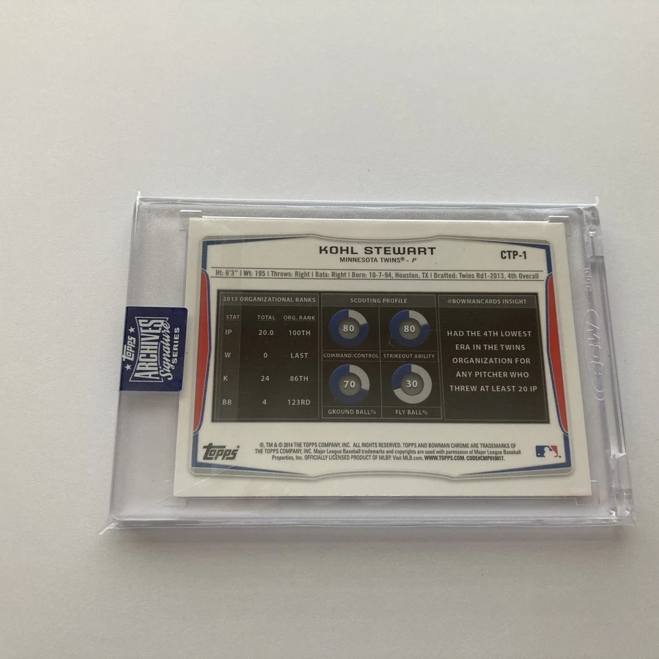 Kohl Stewart 2020 Topps Archives Signature Series Auto 2014 Bowman Chrome 1/1 - Изображение 2 из 2
