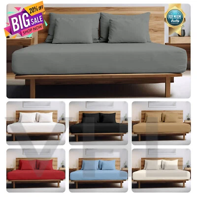 200 Thread Bed Linen Fitted Sheet 100% Egyptian Cotton and Separate Pillowcases