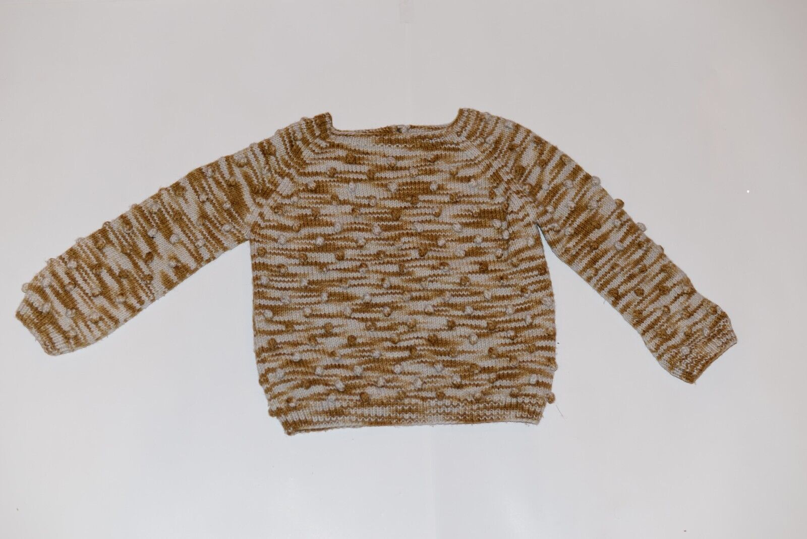 Misha & Puff Knitted Brown Popcorn Sweater 100% Merina Wool Rare Find Size  3-4