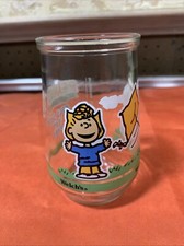 Welch’s Peanuts Glass Jelly Jar #3 Lets See If It Flies Charlie Brown Sally Kite