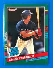 1991 Donruss Chuck Knoblauch Rated Rookie Baseball Card 421 MN Twins. rookie card picture