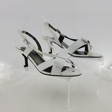 Easy Street White Sandal Strappy Slingback Heels Sz 6.5M 40-6113