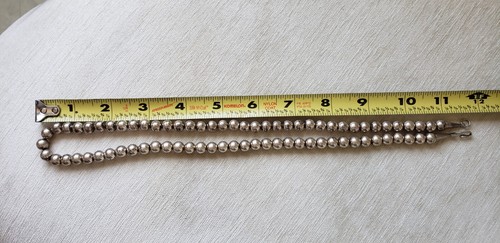 Vintage Native American Indian Sterling Bead Necklace Navajo Pearls - Picture 3 of 11