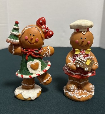 Christmas Gingerbread 5  Figurines Resin Cooking Festive Baking Chefs Red Green