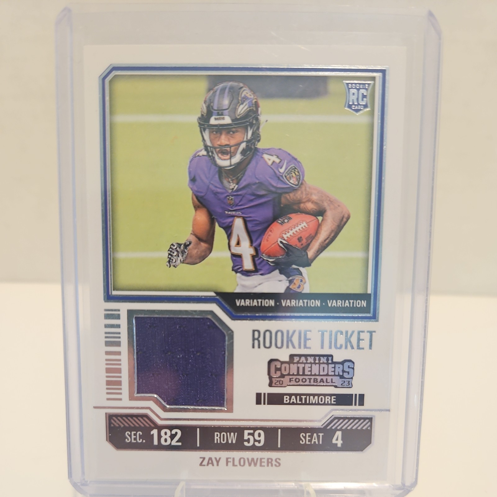2023 Panini Contenders Zay Flowers Rookie Ticket Patch #TS39V Variation Ravens