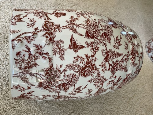 Porcelain Floral Red & White Asian Garden Stool /Incense Table Chinois US Seller - Picture 5 of 5