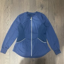 Navy Blue Cherokee Luxe Sport Women's Zip Front Scrub Jacket, Size M