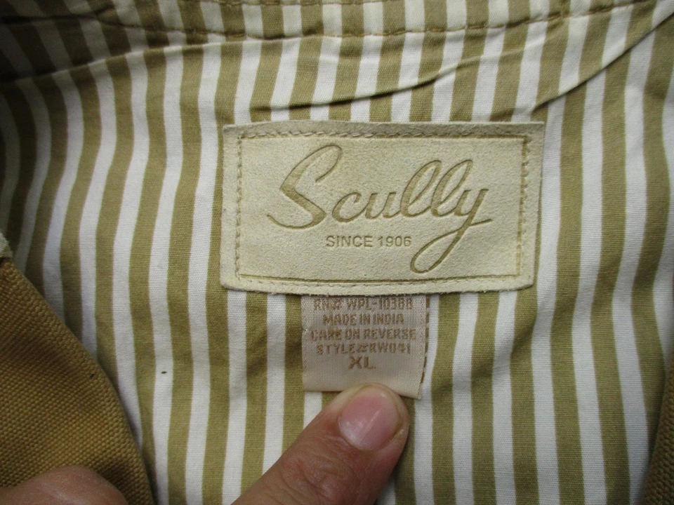 Scully Vest Mens XL Brown Canvas Western Workwear Lined Snap Pockets Khaki - Image 3 of 4