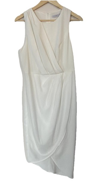 HONEY & BEAU White Midi A-Line Cocktail Dress SIZE 8 AU Party Spring