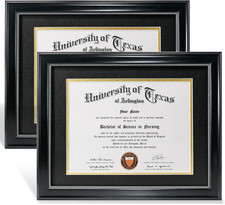 8.5X11 Diploma Frame with Black over Gold Mat or Display 11X14 Document without