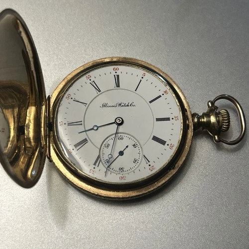 1905 Illinois Antique Pocket Watch Grade 184 14k Gold Filled Hunting Running 17J