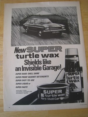 NEU SUPER TURTLE WAX FORD CAPRI SUPER HARTSCHALE GLANZ 1963 WERBUNG A4 FEILE 52